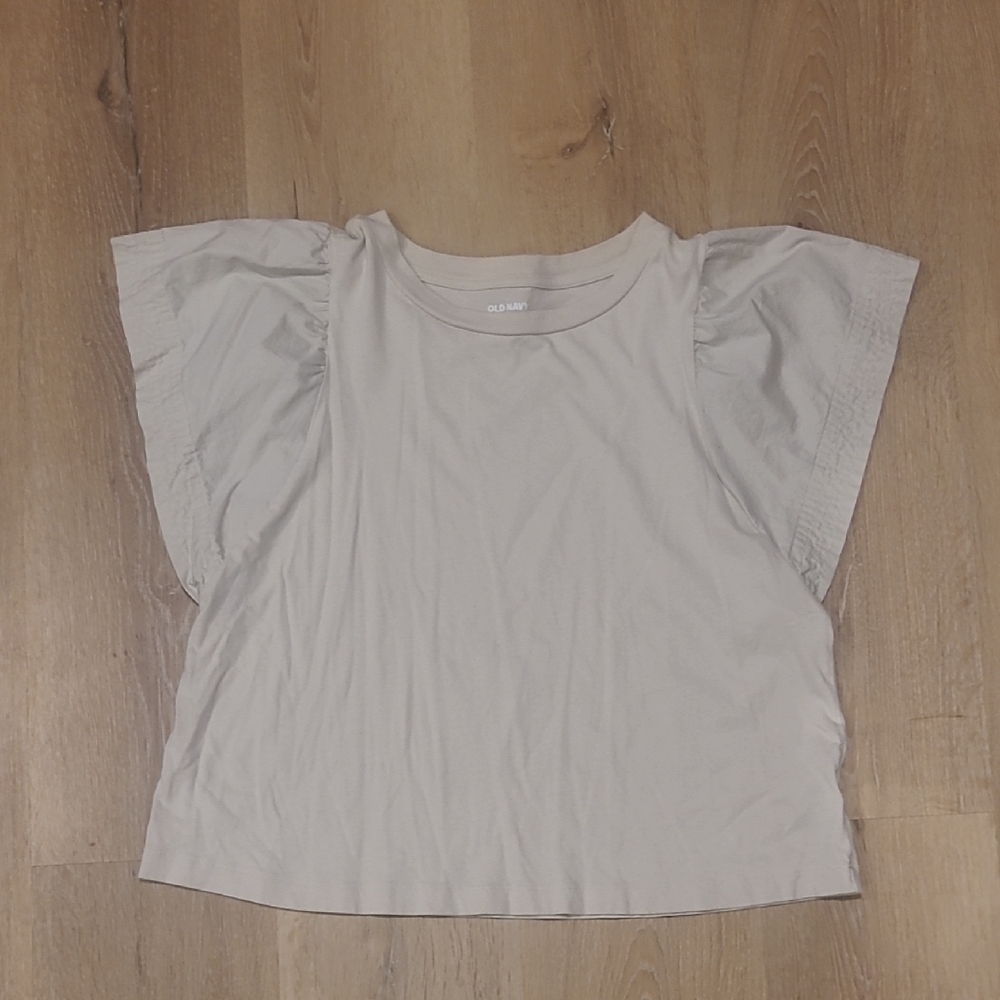 Old Navy Cream Flutter Sleeve Tee